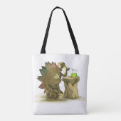 Tote Bag Illustration D'Un Stegosaurus Qui Boit Une Boisson (Dos)