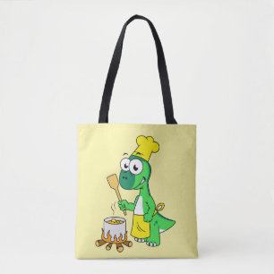Tote Bag Illustration D'Une Cuisine De Parasaurolophus Dino
