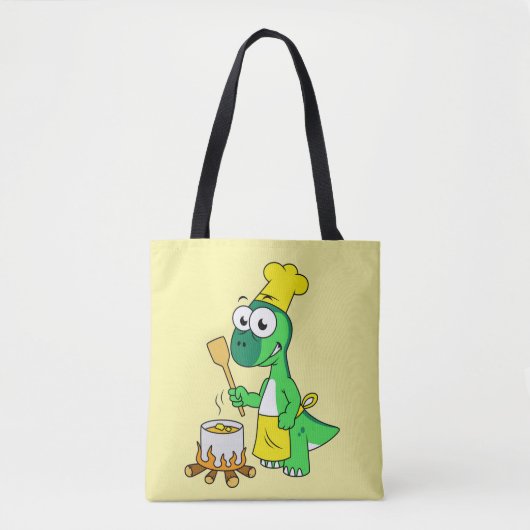 Tote Bag Illustration D'Une Cuisine De Parasaurolophus Dino (Devant)
