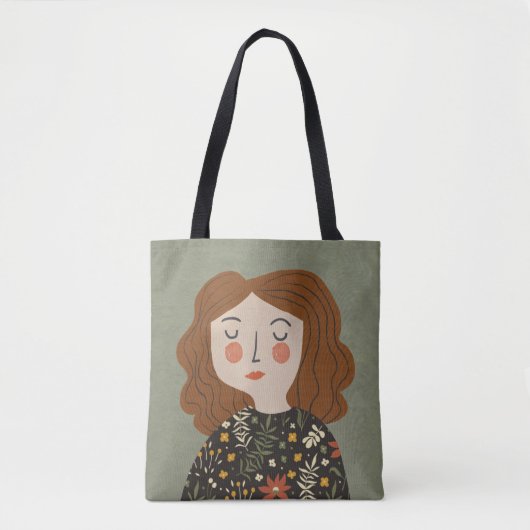 Tote Bag Illustration d'une fillette de fleurs (Devant)