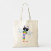 Tote Bag Illustration d'une libellule bleu et rose (Dos)