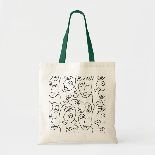Tote Bag Illustration d'une ligne de fillette (Devant)