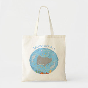 Tote Bag Illustration d'une mignonne raie manta et de dauph