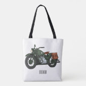 Tote Bag Illustration d'une moto de croiseur militaire (Dos)