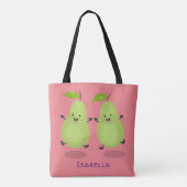 Tote Bag Illustration d'une paire de poires mignonne (Dos)