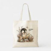 Tote Bag Illustration d'une scène de lecture de manchot ado (Dos)