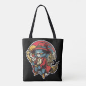 Tote Bag Illustration d'une sorcière de chatte volant (Dos)