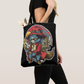Tote Bag Illustration d'une sorcière de chatte volant (De près)
