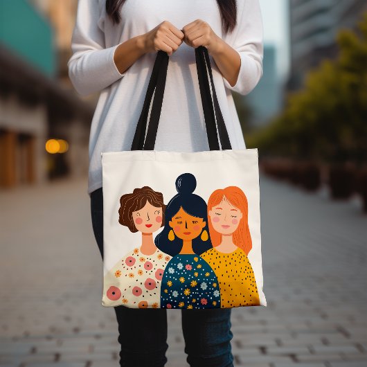 Tote Bag Illustration Femmes Amis Art Graphisme tendance