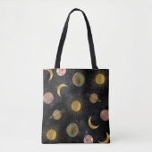 Tote Bag Illustration Gold Sun Moon Planètes Space (Devant)