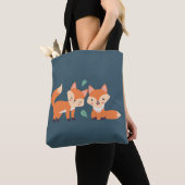 Tote Bag Illustration graphique des renards orange mignons (De près)