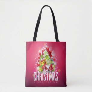 Tote Bag Illustration graphique moderne de Noël rouge