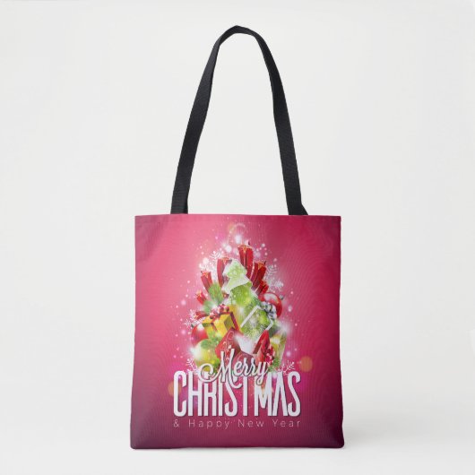 Tote Bag Illustration graphique moderne de Noël rouge (Devant)