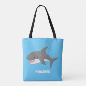 Tote Bag Illustration joyeuse du grand requin blanc (Dos)