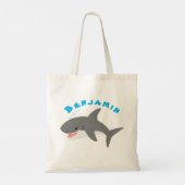 Tote Bag Illustration joyeuse du grand requin blanc (Dos)