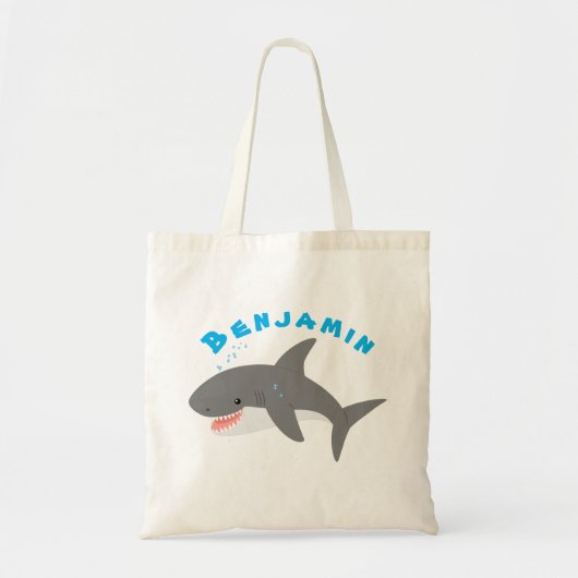 Tote Bag Illustration joyeuse du grand requin blanc (Devant)