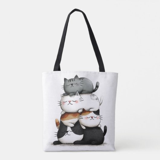 Tote Bag Illustration lunaire d'une pile de chats adorables (Dos)