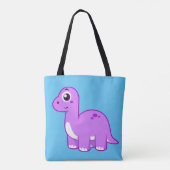 Tote Bag Illustration Mignonne D'Un Brontosaurus Dinosaure. (Dos)