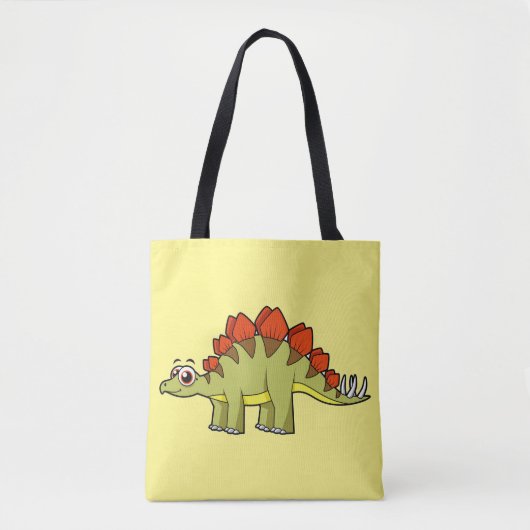 Tote Bag Illustration Mignonne D'Un Stegosaurus Dinosaure. (Devant)