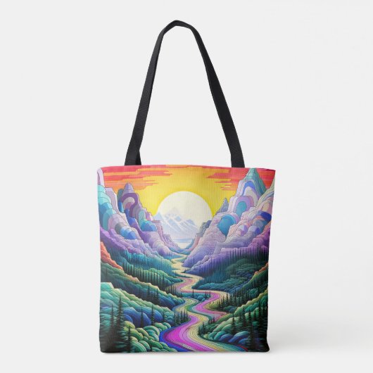 Tote Bag Illustration Pittoresque du paysage Abstrait (Dos)