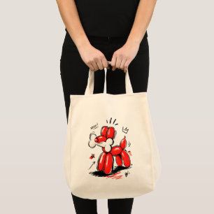 Tote Bag Illustration Pop Art Chien Ballon Woof Rouge