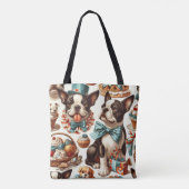 Tote Bag Illustration Retro Cute Boston Terrier (Dos)