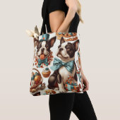 Tote Bag Illustration Retro Cute Boston Terrier (De près)