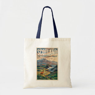 Tote Bag Illustration Rétro de Cerf des Highlands Écossais
