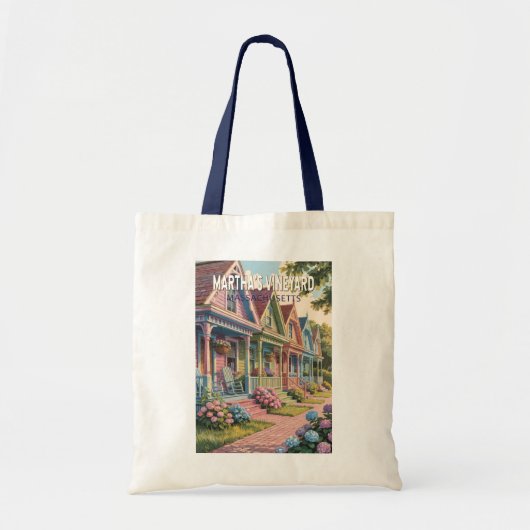 Tote Bag Illustration Rétro de Martha's Vineyard Massachuse (Devant)