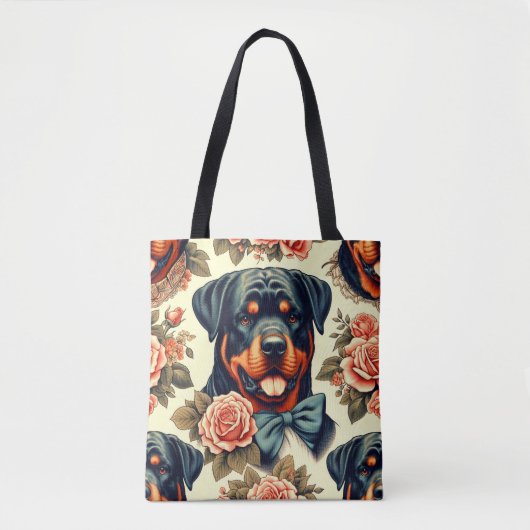 Tote Bag Illustration Retro Rottweiler (Devant)