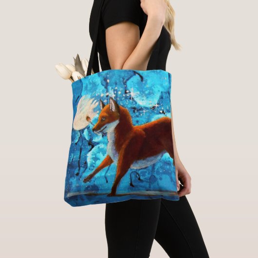 Tote Bag Illustration rouge de Fox de Kitsune d'imaginaire (De près)