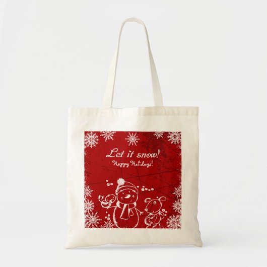 Tote Bag Illustration Rouge Et Blanc - Joyeux Noël (Devant)