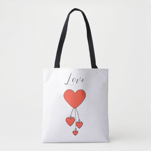 Tote Bag Illustration simple avec coeur écarlate Amour (Devant)