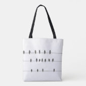 Tote Bag Illustration simple d'oiseaux sur les fils dessiné (Dos)