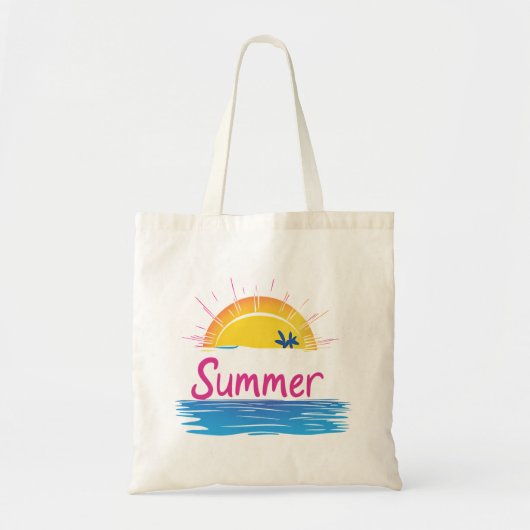 Tote Bag Illustration Sunset Summer Beach (Devant)
