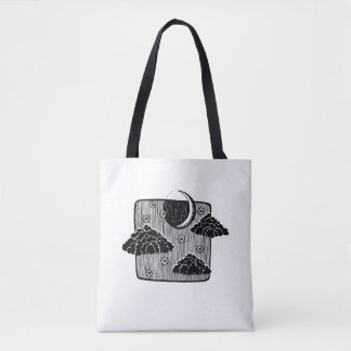 Tote Bag Illustration tirée à la main des nuages demi-lune