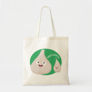Tote Bag Illustration végétale de caricature à l'ail mignon