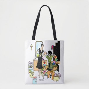 Tote Bag Illustration vintage Art Déco de magasin de chapea