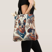 Tote Bag Illustration vintage Australian Cattle Dog (De près)