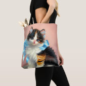 Tote Bag Illustration vintage Calico Kitten (De près)