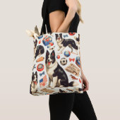 Tote Bag Illustration vintage Collie Bordure (De près)