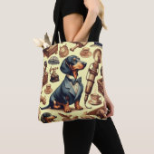Tote Bag Illustration vintage Dachshund (De près)