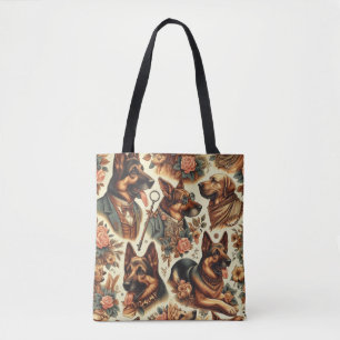 Tote Bag Illustration vintage de berger allemand
