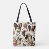 Tote Bag Illustration Vintage de chien Papillon (Dos)