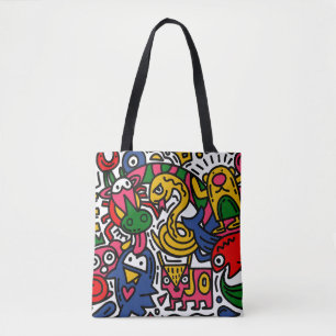 Tote Bag Illustration vintage de Doodle, dessin animé