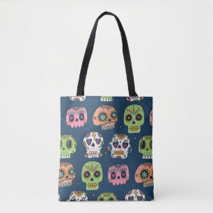 Tote Bag illustration vintage du crâne de sucre sans soudur