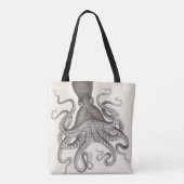Tote Bag Illustration vintage grise de poulpe (Dos)
