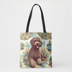 Tote Bag Illustration vintage Lagotto Romagnolo