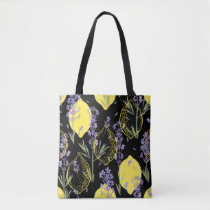 Tote Bag Illustration Vintage Lavande Florale Lemons