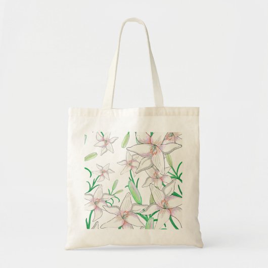 Tote Bag Illustration White Lilies (Devant)